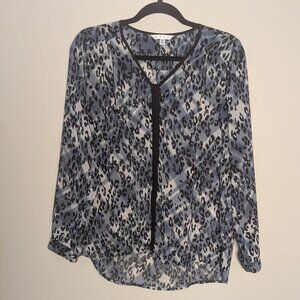Cabi Fatale Leopard/Animal Print Semi Sheer Button Down Blouse. Size Small